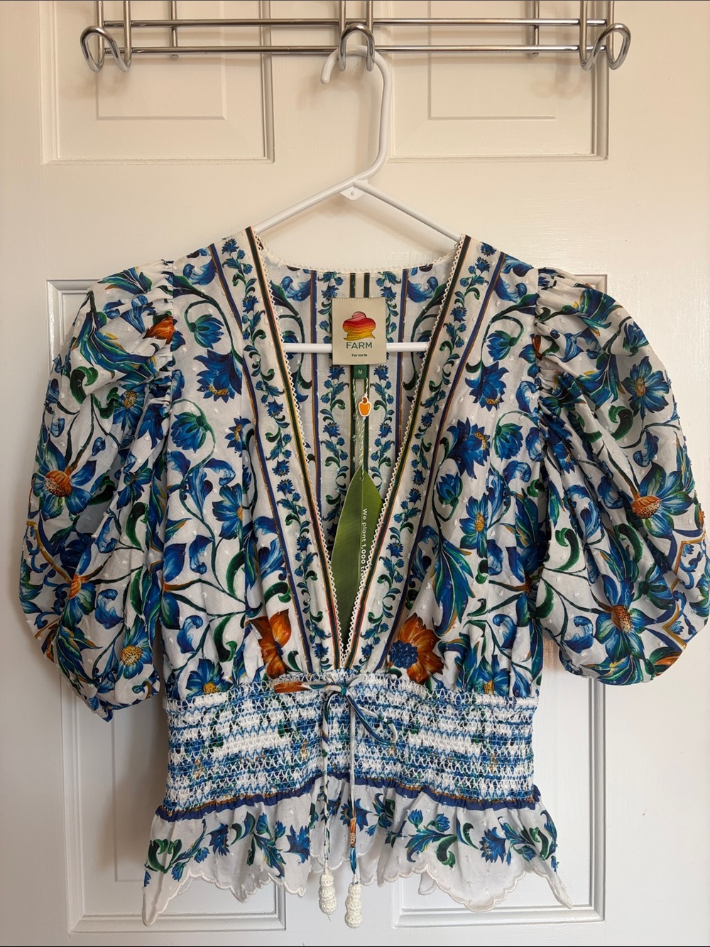 FARM Rio Flora Tile Off-White Blouse
